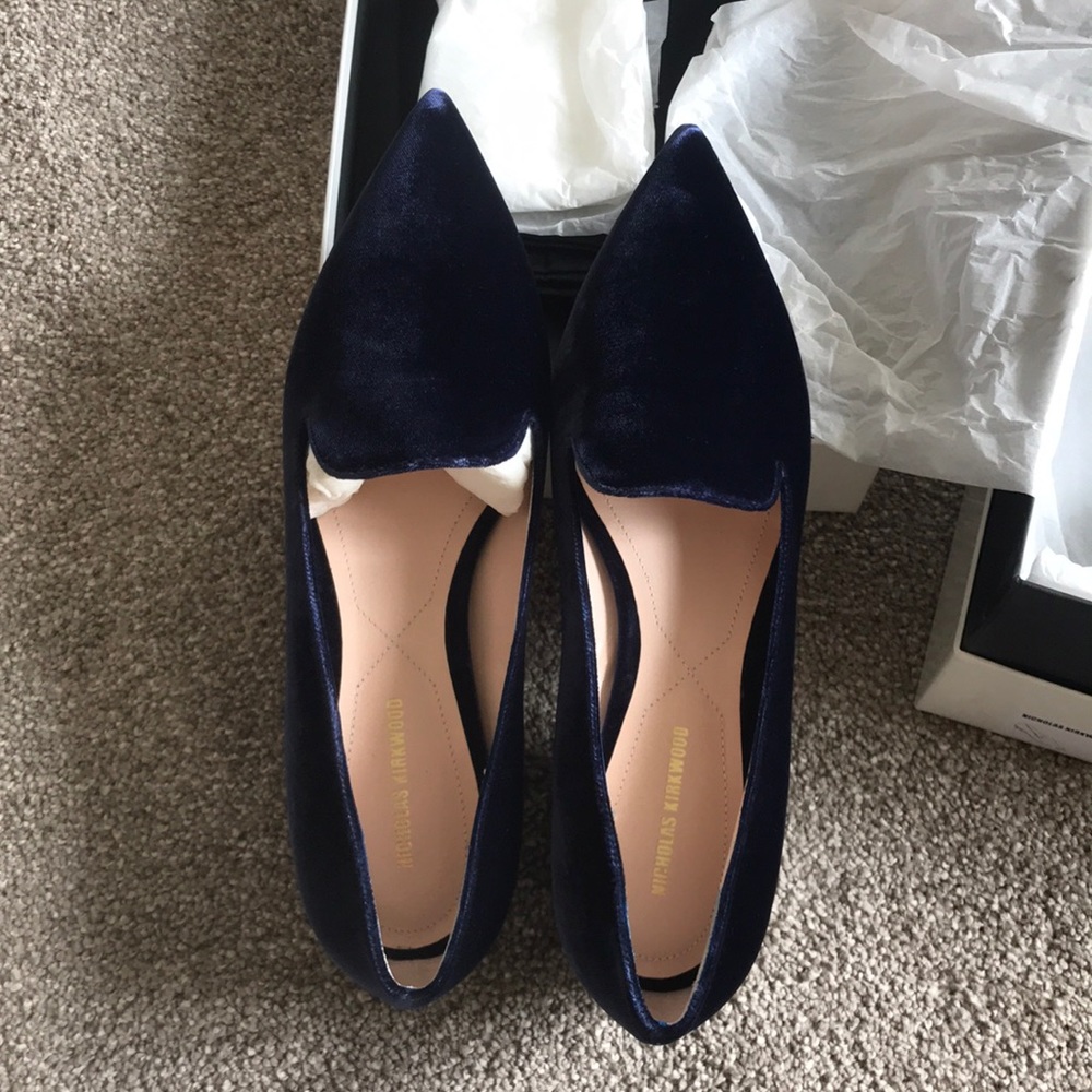 Nicholas kirkwood velvet casati pearl loafers navy
